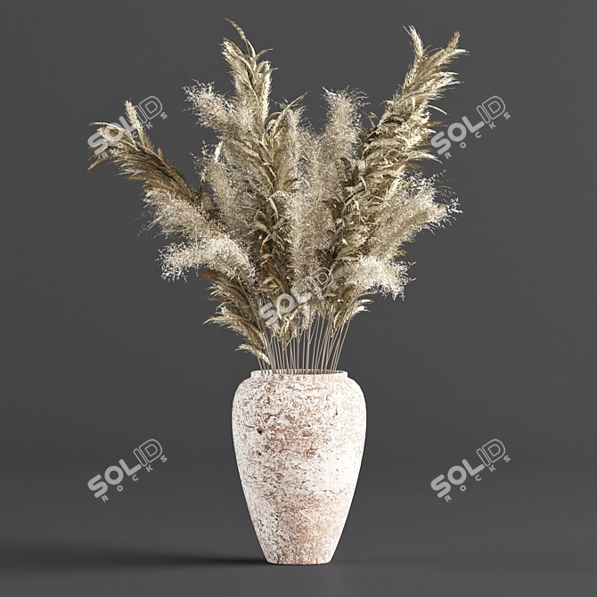 Pampas Paradise: 11 Indoor Plants in Concrete Pots 3D model image 2