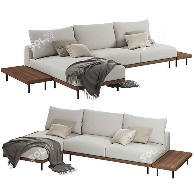Modern Zita Corner Sofa Set 3D model image 1