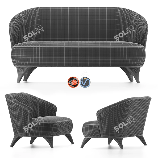 1950 Atmosfera Sofa: Italian Elegance by Vibieffe 3D model image 4