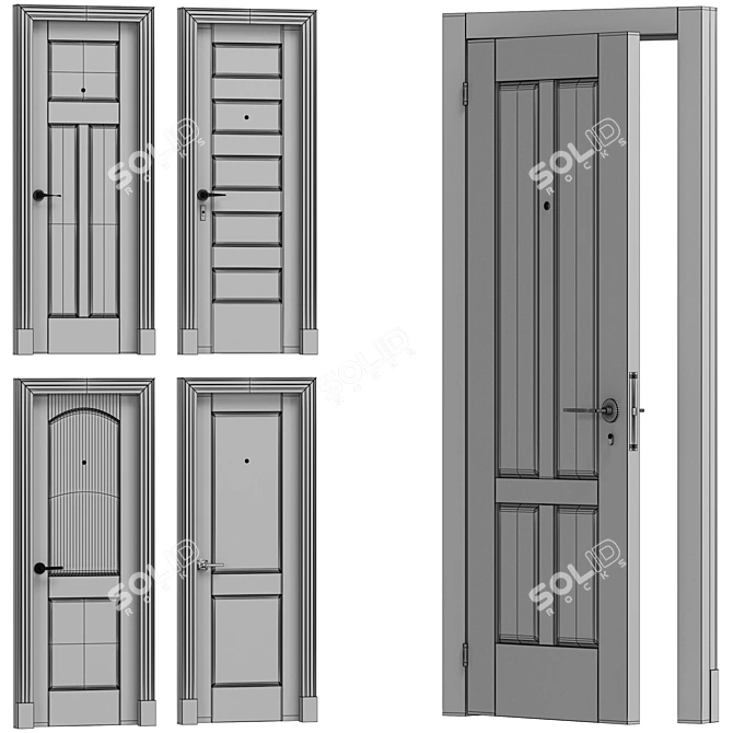 Versatile Interiors: 5 Inspiring Door Designs 3D model image 6