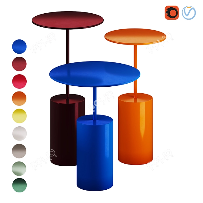 Modern Cocktail Tables in Various Sizes and Colors 3D model image 1