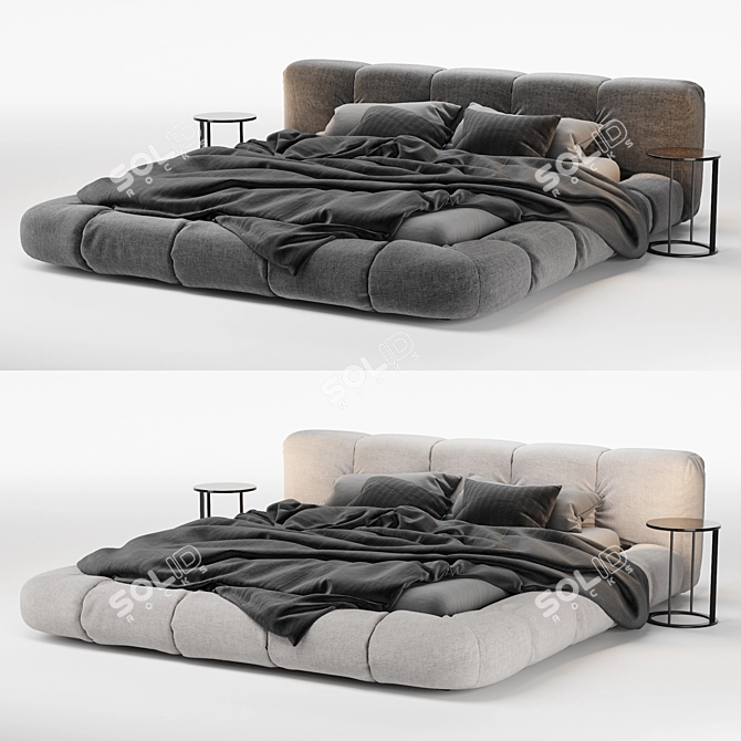 Elegant Gray Bed Set 3D model image 1