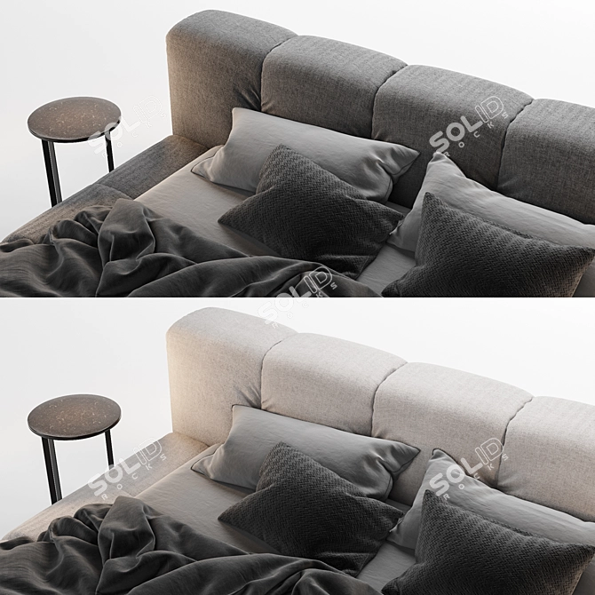 Elegant Gray Bed Set 3D model image 2