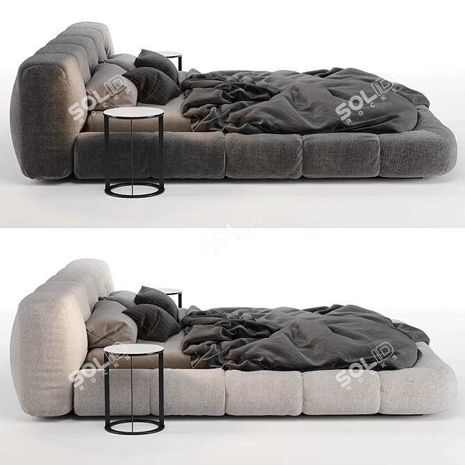 Elegant Gray Bed Set 3D model image 3