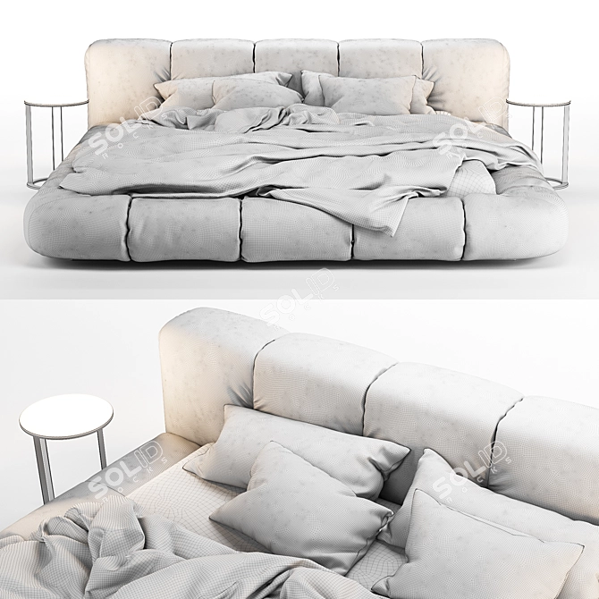 Elegant Gray Bed Set 3D model image 4