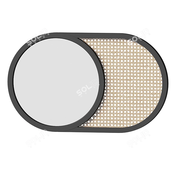 Waska Oak and Rattan Mirror 3D model image 1