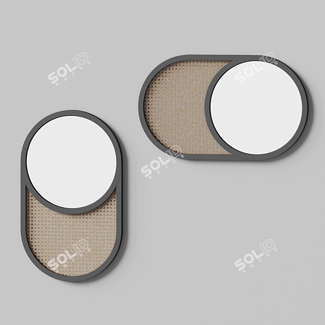 Waska Oak and Rattan Mirror 3D model image 2