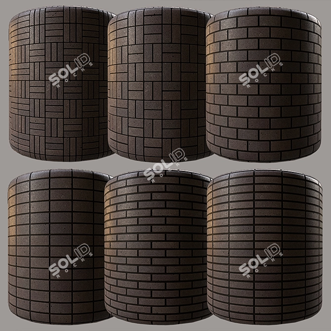 Sleek Ebony Granite Bricks 3D model image 1