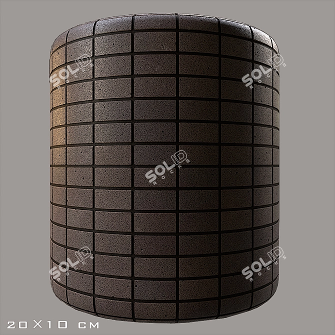 Sleek Ebony Granite Bricks 3D model image 4