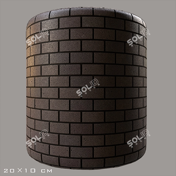 Sleek Ebony Granite Bricks 3D model image 5