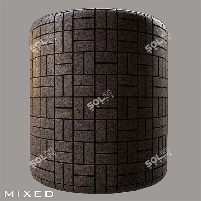 Sleek Ebony Granite Bricks 3D model image 6