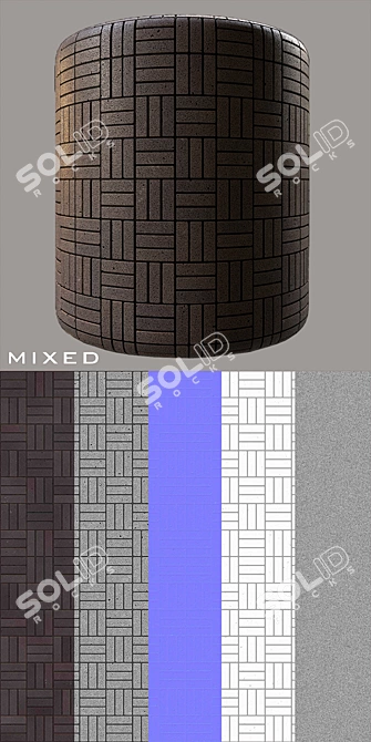 Sleek Ebony Granite Bricks 3D model image 8