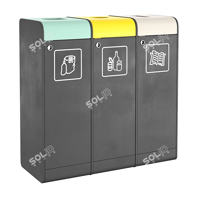 Sleek Plastic Trash Bins 3D model image 1