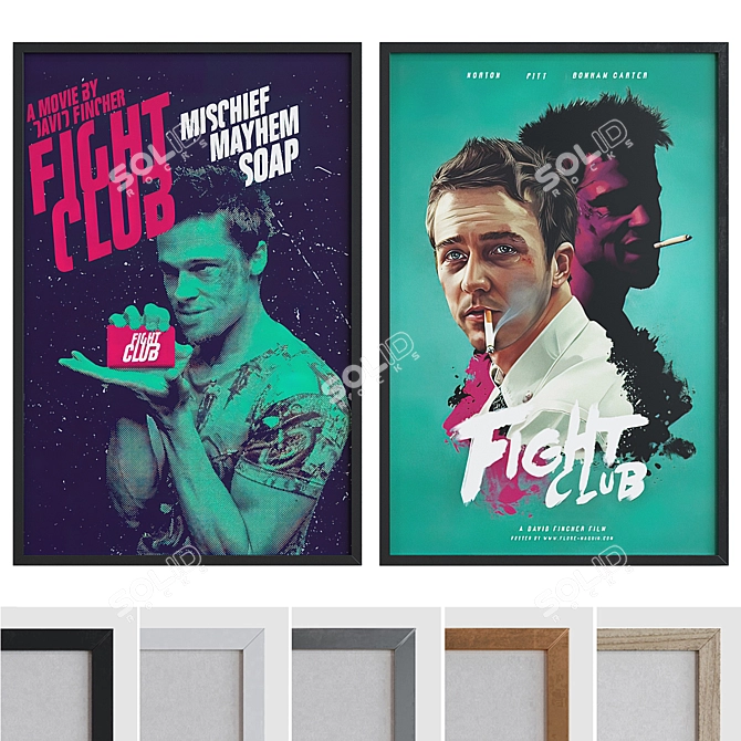 Title: Modern Frame Set with Fight Club Posters 3D model image 1