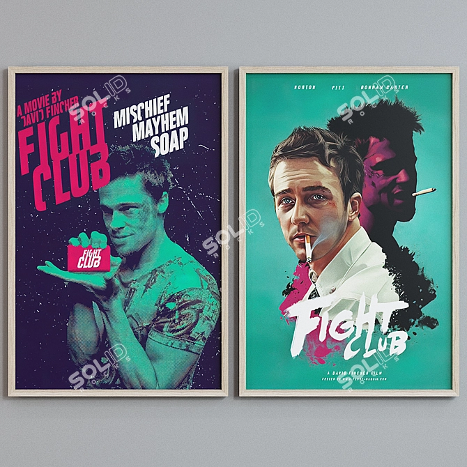 Title: Modern Frame Set with Fight Club Posters 3D model image 2