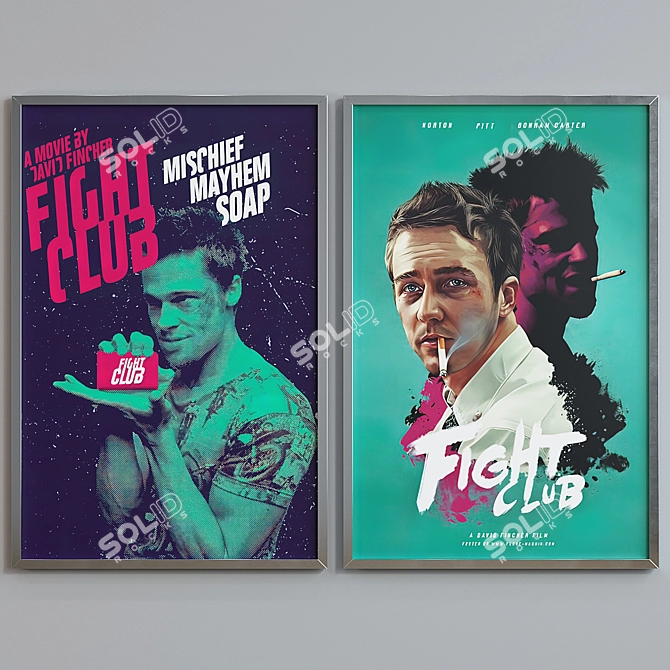 Title: Modern Frame Set with Fight Club Posters 3D model image 4