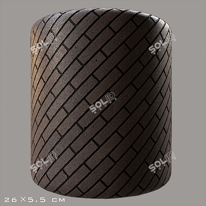 Modern Black Granite Brick Texture 3D model image 2