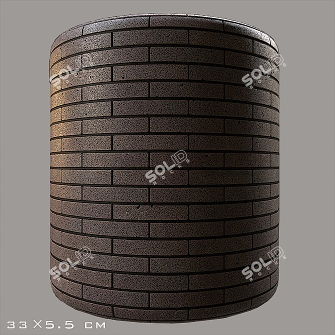 Modern Black Granite Brick Texture 3D model image 4