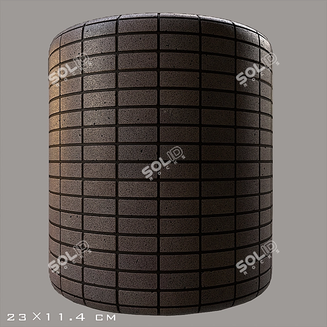 Modern Black Granite Brick Texture 3D model image 5