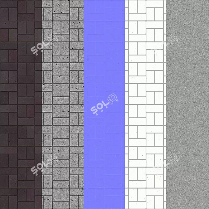 Modern Black Granite Brick Texture 3D model image 7