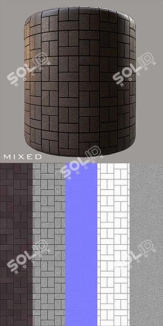 Modern Black Granite Brick Texture 3D model image 8