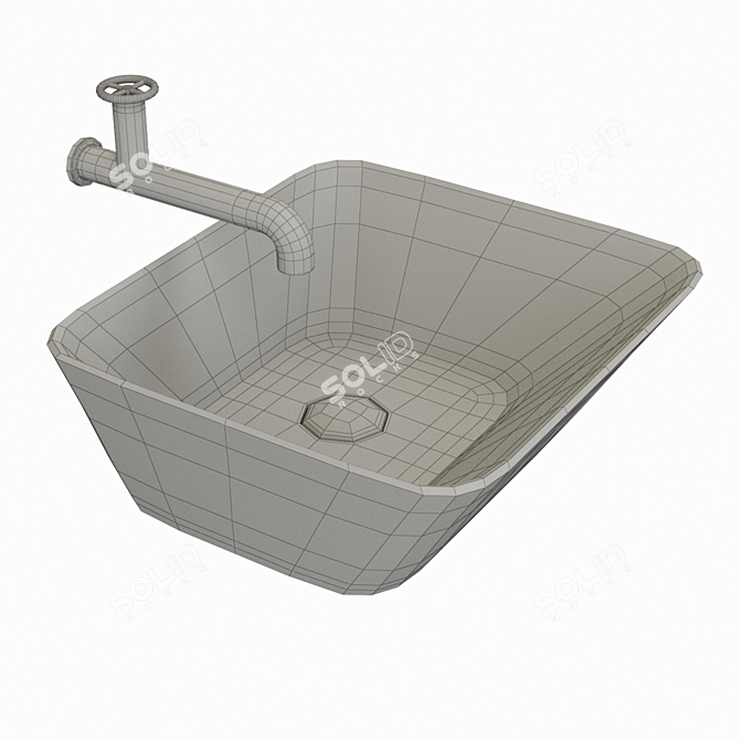 SIMAS Wave WA03 Ceramic Square Sink Bowl 3D model image 3