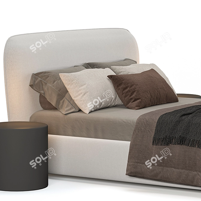 Luxury Karol Upholstered Bed 3D model image 4