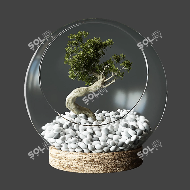 Miniature Glass Globe with Little Tree 3D model image 1