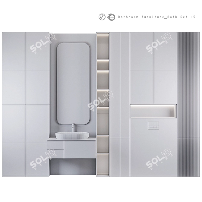 15-Piece Bathroom Furniture Set 3D model image 5