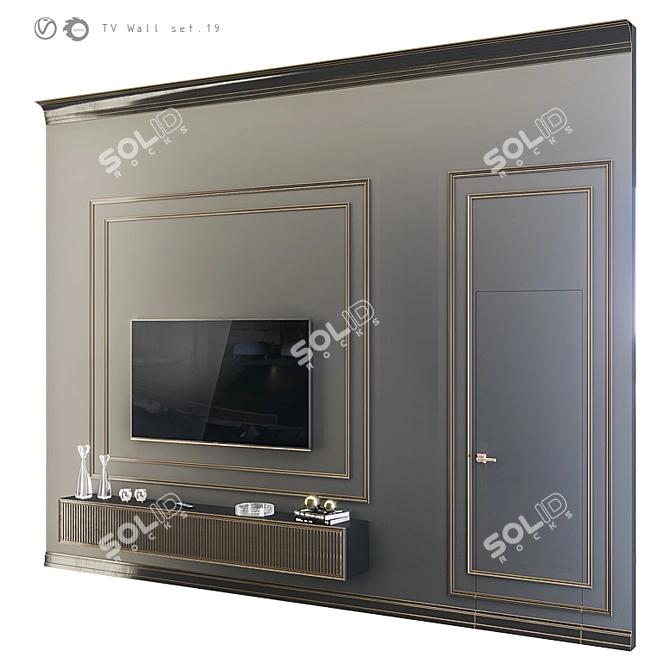 Modern TV Wall Mount Set 3D model image 1