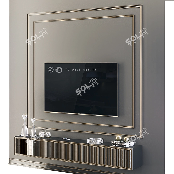Modern TV Wall Mount Set 3D model image 2