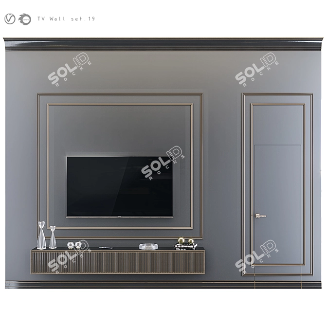 Modern TV Wall Mount Set 3D model image 3