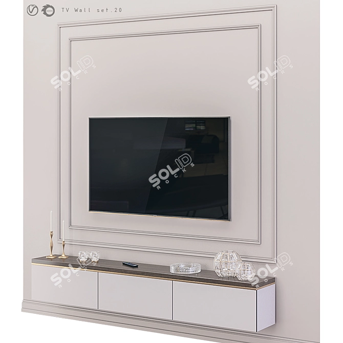 Modern TV Wall Mount Set 3D model image 2