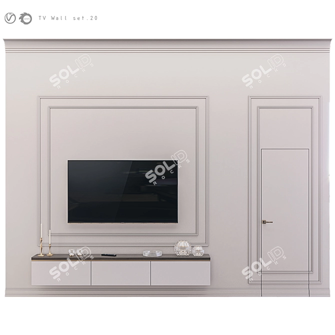 Modern TV Wall Mount Set 3D model image 3