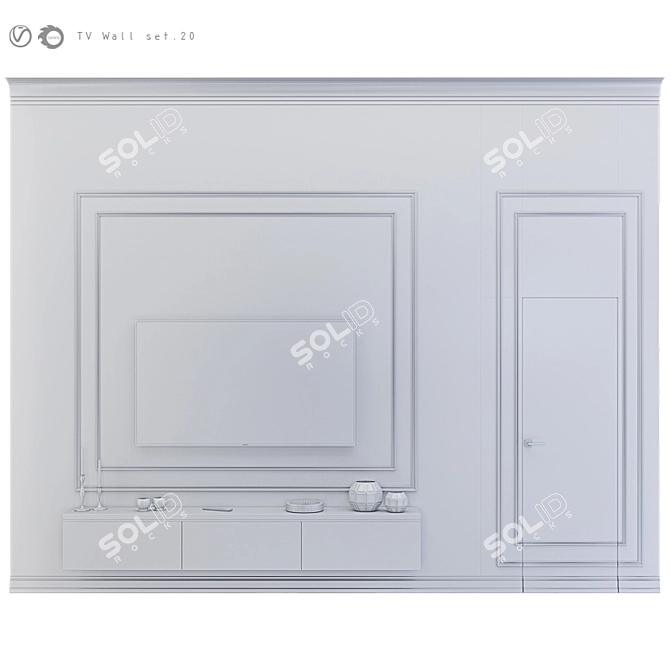 Modern TV Wall Mount Set 3D model image 4