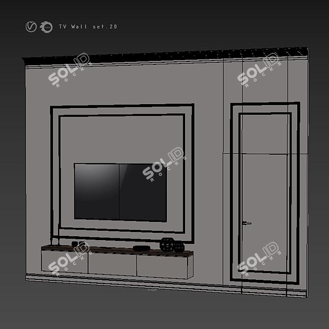 Modern TV Wall Mount Set 3D model image 5