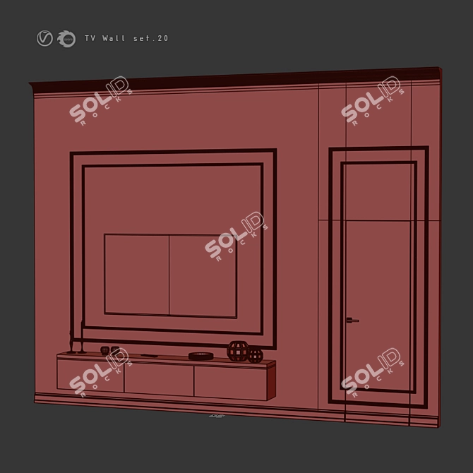 Modern TV Wall Mount Set 3D model image 6