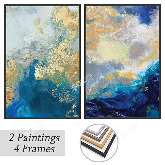 Modern Art Paintings Set 3D model image 1