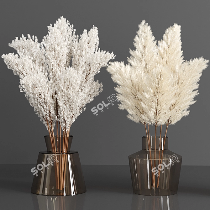 Elegant Dried Pampas Bouquet 3D model image 2