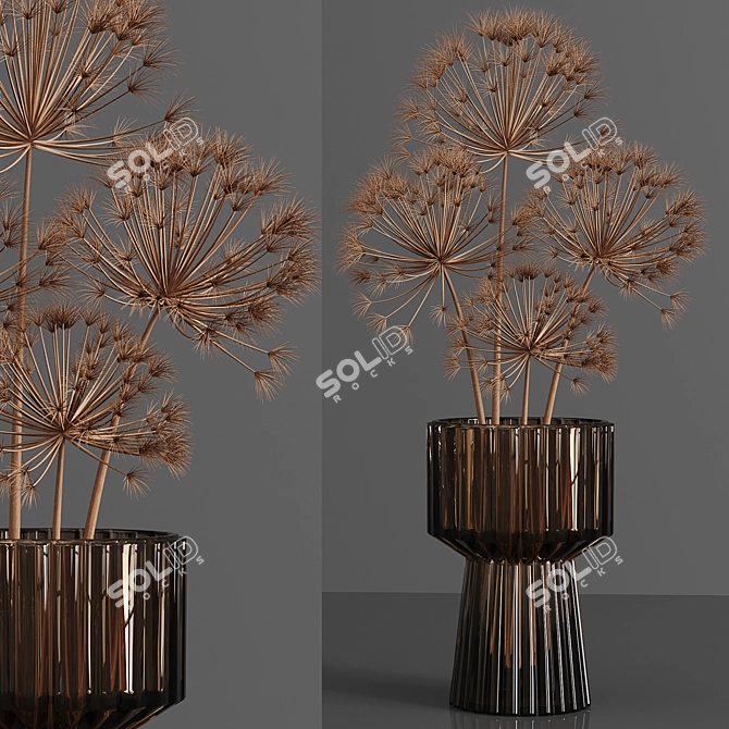 Elegant Dried Pampas Bouquet 3D model image 3