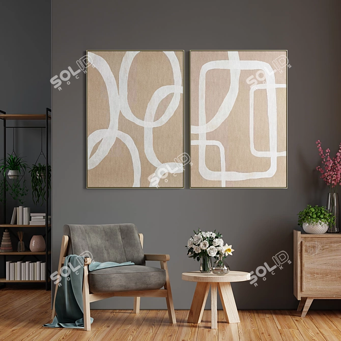 Modern Art Frames Set 3D model image 4