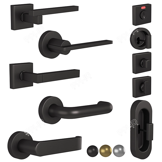 Olivari Door Handles Set: BETA, CHIARA NY, TIME Q, SPACE Q, OPEN 3D model image 1