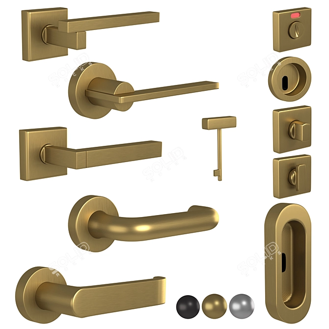 Olivari Door Handles Set: BETA, CHIARA NY, TIME Q, SPACE Q, OPEN 3D model image 2