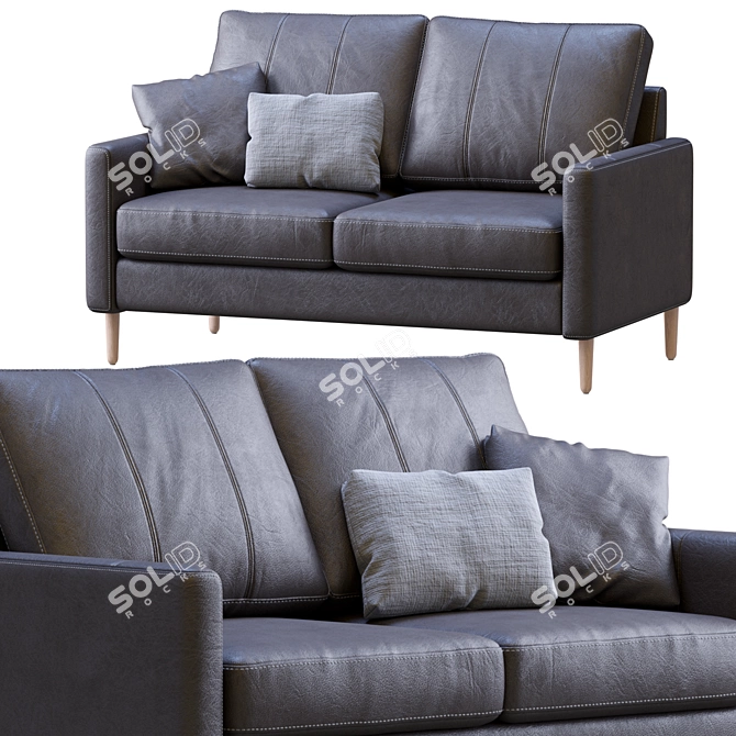 Luxury Block Jumbo Loveseat Leather Sofa 3D model image 4