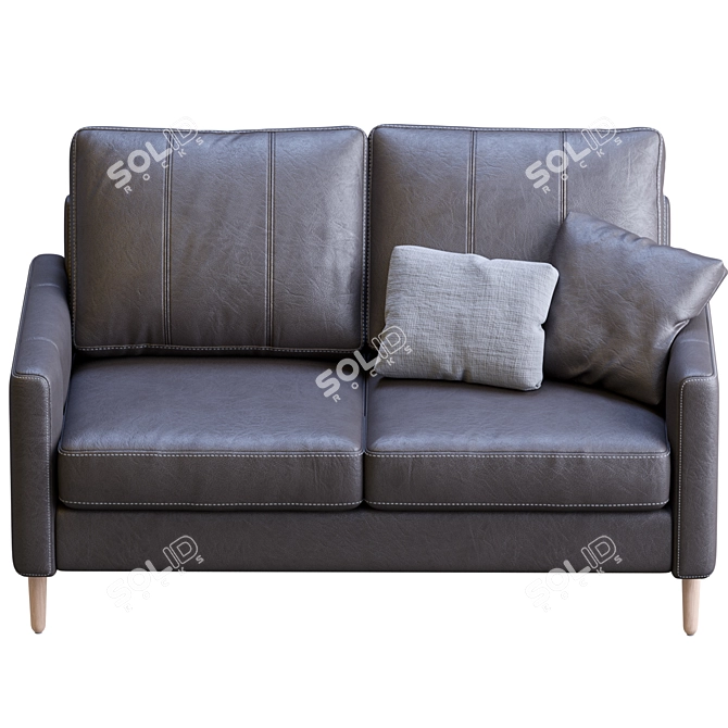 Luxury Block Jumbo Loveseat Leather Sofa 3D model image 6