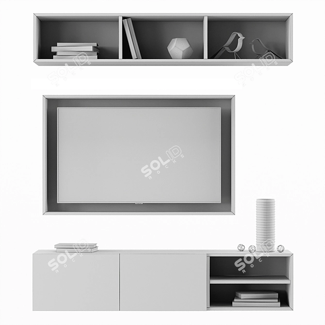 Sleek TV Wall Set 3D model image 4