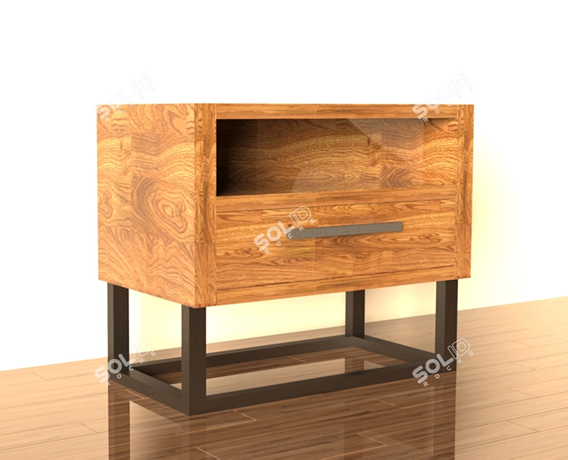 Industrial Loft Bedside Table 3D model image 1