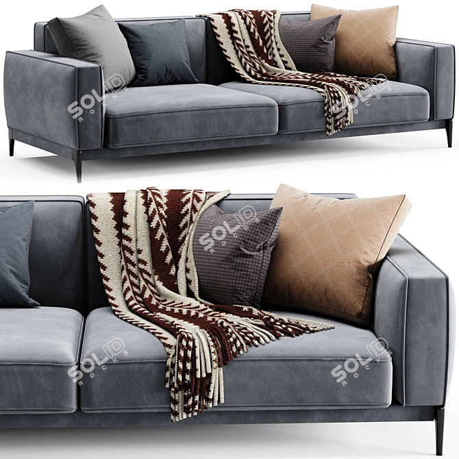 Sleek Modern Russo Sofa 3D model image 1