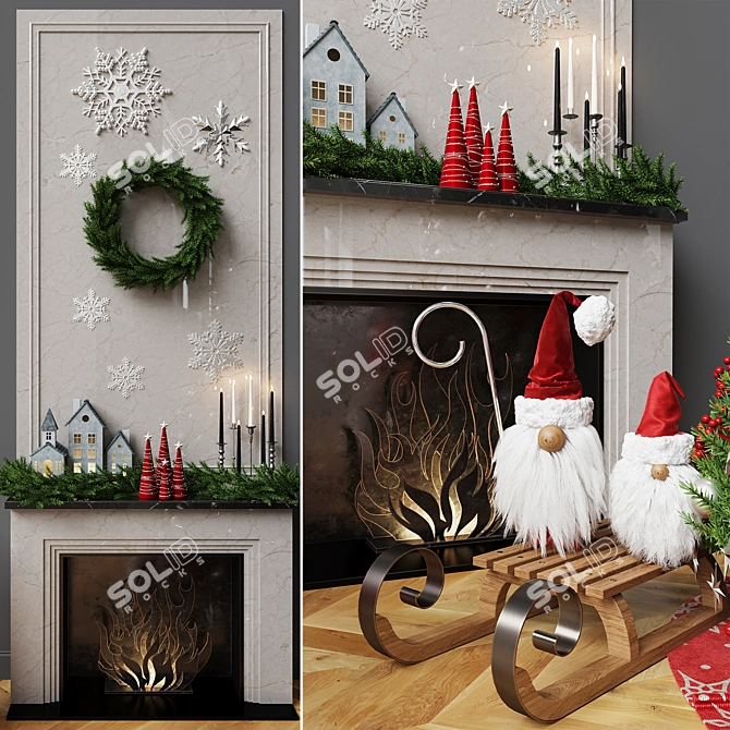 Festive Christmas Decor Set 3D model image 2