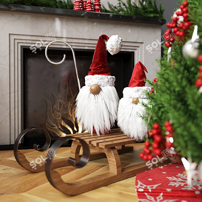 Festive Christmas Decor Set 3D model image 3